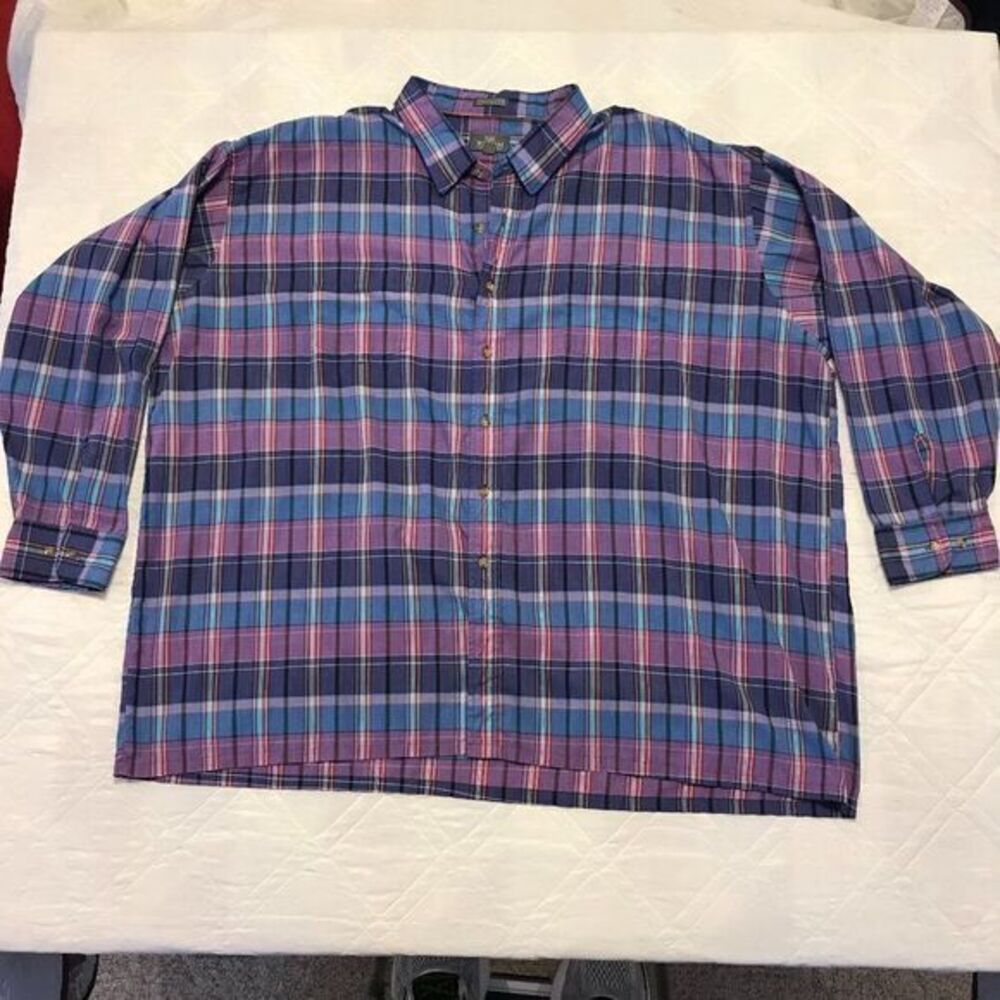 Sir William long sleeve purple plaid dress shirt 4X‎
